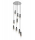 Round Pendant 9 Light Adjustable E27 Black Smoke Fade Glass-1