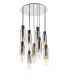 Round Pendant 9 Light Adjustable E27 Black Smoke Fade Glass-5