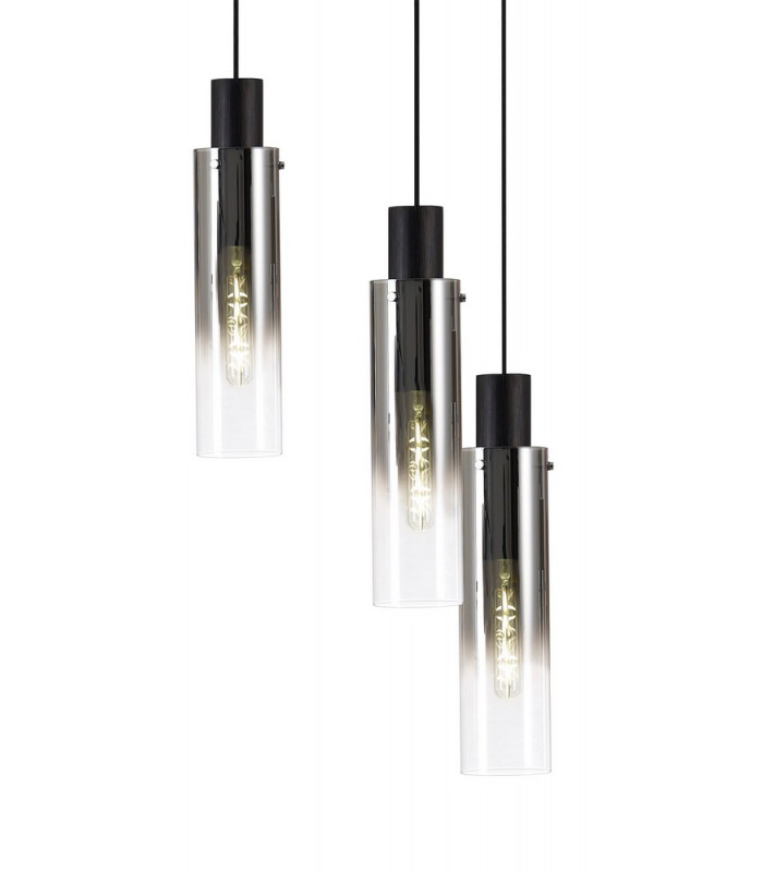 Round Pendant 9 Light Adjustable E27 Black Smoke Fade Glass-8