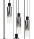 Round Pendant 9 Light Adjustable E27 Black Smoke Fade Glass-10