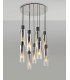 Round Pendant 9 Light Adjustable E27 Black Smoke Fade Glass-12