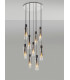 Round Pendant 9 Light Adjustable E27 Black Smoke Fade Glass-13