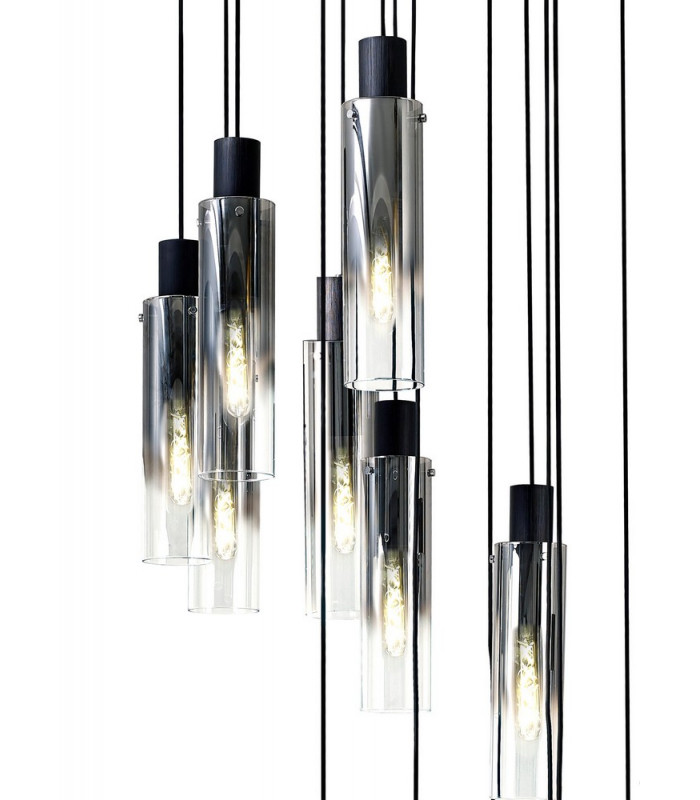 Round Pendant 15 Light Adjustable E27 Black Smoke Fade Glass Item Weight: 25.3kg-9