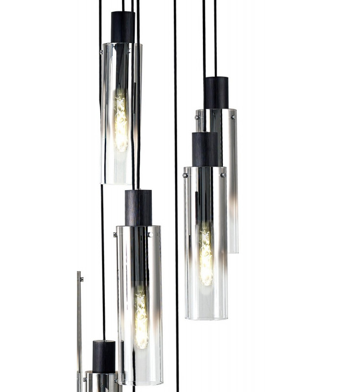 Round Pendant 15 Light Adjustable E27 Black Smoke Fade Glass Item Weight: 25.3kg-10