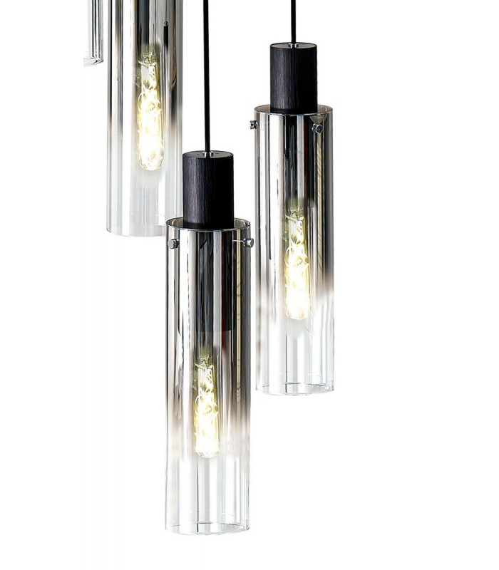 Round Pendant 15 Light Adjustable E27 Black Smoke Fade Glass Item Weight: 25.3kg-11