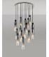 Round Pendant 15 Light Adjustable E27 Black Smoke Fade Glass Item Weight: 25.3kg-15