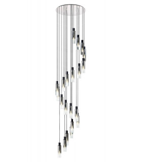 Round Pendant 21 Light Adjustable E27 Black Smoke Fade Glass Item Weight: 38.2kg-1