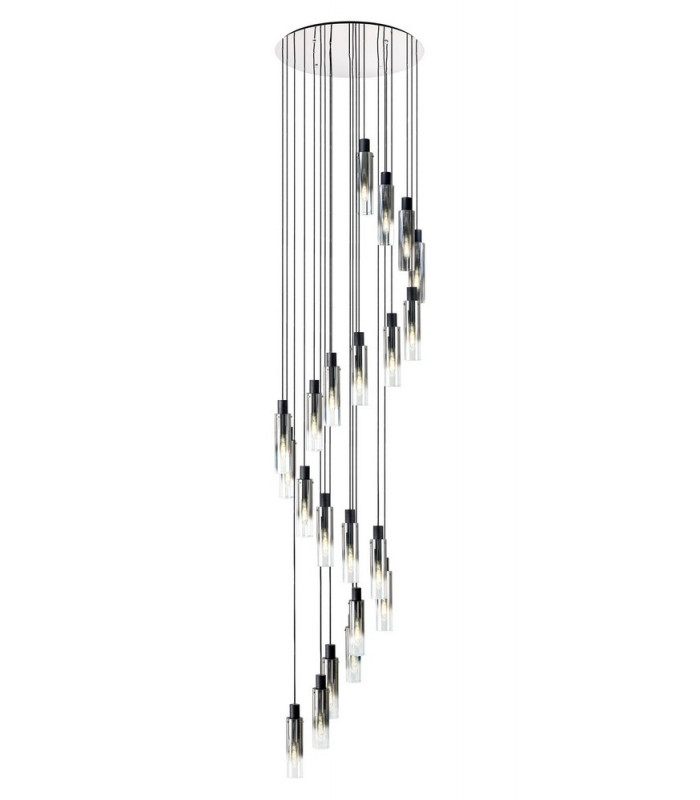 Round Pendant 21 Light Adjustable E27 Black Smoke Fade Glass Item Weight: 38.2kg-1
