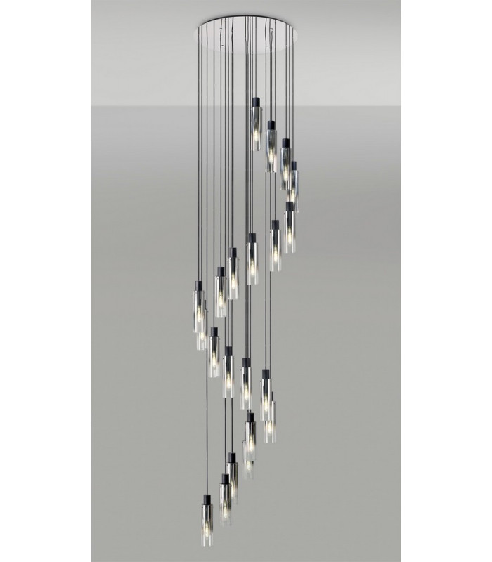 Round Pendant 21 Light Adjustable E27 Black Smoke Fade Glass Item Weight: 38.2kg-3