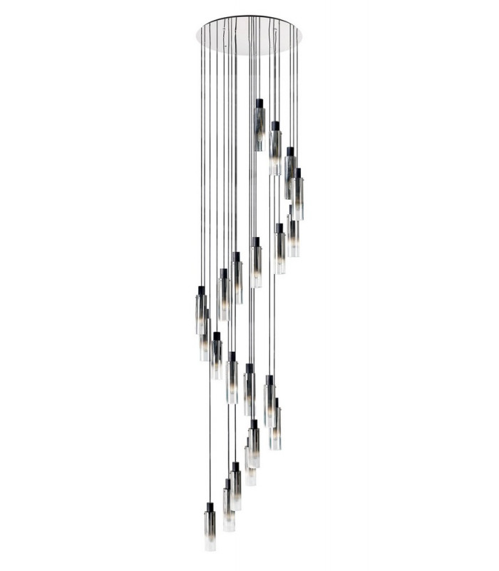 Round Pendant 21 Light Adjustable E27 Black Smoke Fade Glass Item Weight: 38.2kg-4