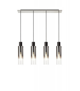 Linear Pendant 4 Light Adjustable E27 Black Smoke Fade Glass-1