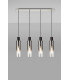 Linear Pendant 4 Light Adjustable E27 Black Smoke Fade Glass-3