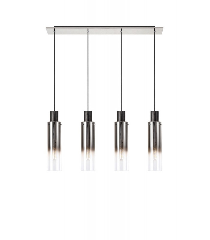Linear Pendant 4 Light Adjustable E27 Black Smoke Fade Glass-4