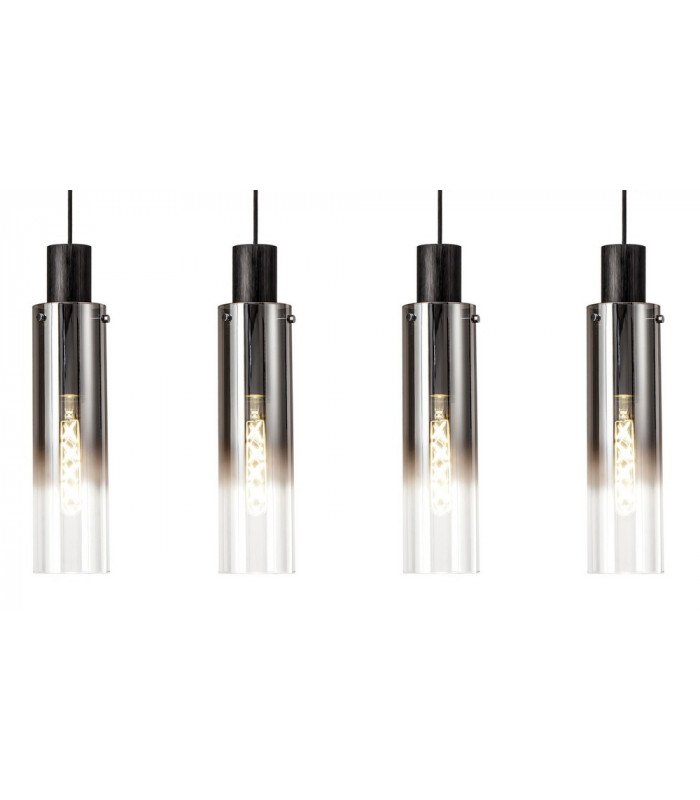Linear Pendant 4 Light Adjustable E27 Black Smoke Fade Glass-8