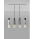 Linear Pendant 4 Light Adjustable E27 Black Smoke Fade Glass-12