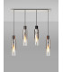 Linear Pendant 4 Light Adjustable E27 Black Smoke Fade Glass-15