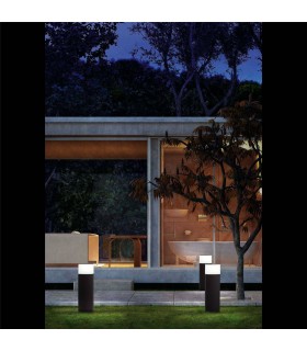 1 Light Outdoor Short Bollard Light White, Dark Grey IP44, E27 - 2