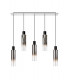 Linear Pendant 5 Light Adjustable E27 Black Smoke Fade Glass-6