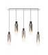 Linear Pendant 5 Light Adjustable E27 Black Smoke Fade Glass-7