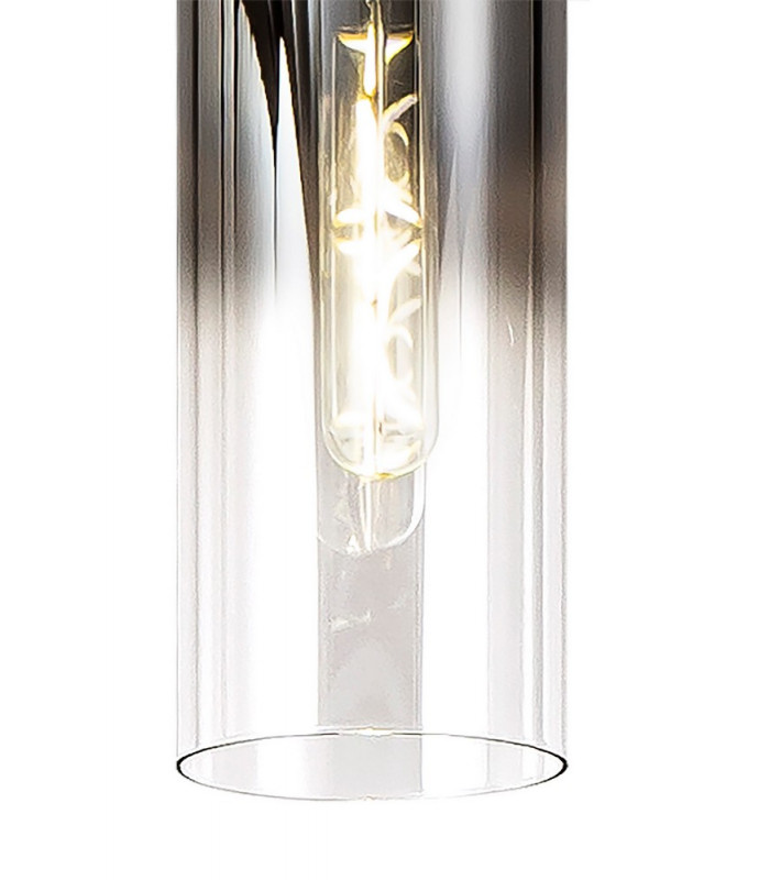 Linear Pendant 5 Light Adjustable E27 Black Smoke Fade Glass-11