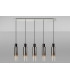 Linear Pendant 5 Light Adjustable E27 Black Smoke Fade Glass-12