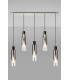 Linear Pendant 5 Light Adjustable E27 Black Smoke Fade Glass-13