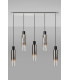 Linear Pendant 5 Light Adjustable E27 Black Smoke Fade Glass-14