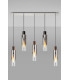 Linear Pendant 5 Light Adjustable E27 Black Smoke Fade Glass-15