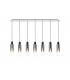 Linear Pendant 7 Light Adjustable E27 Black Smoke Fade Glass-1