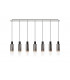 Linear Pendant 7 Light Adjustable E27 Black Smoke Fade Glass-4
