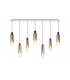 Linear Pendant 7 Light Adjustable E27 Black Smoke Fade Glass-5