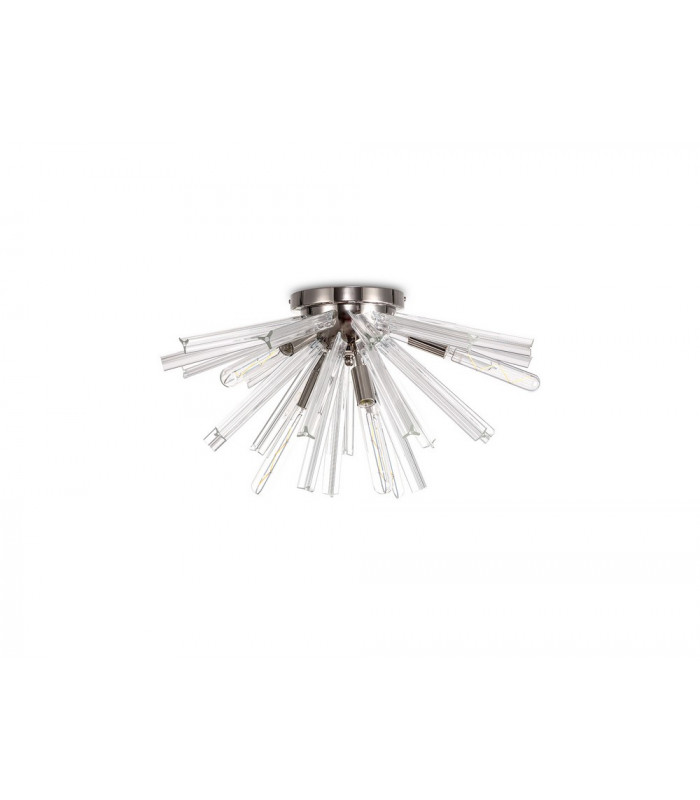 6 Light E14 Semi Flush Polished Nickel  Clear Glass-4