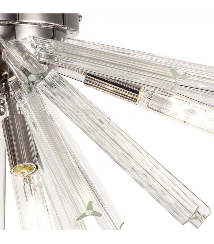 6 Light E14 Semi Flush Polished Nickel  Clear Glass-7