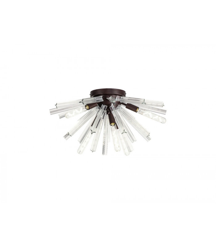 6 Light E14 Semi Flush Brown Oxide  Clear Glass-1
