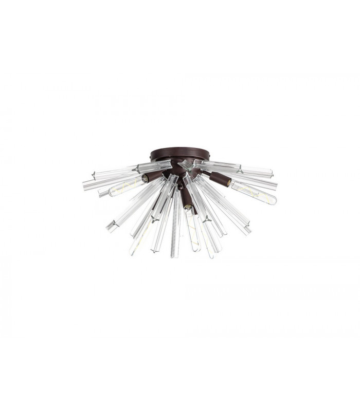 6 Light E14 Semi Flush Brown Oxide  Clear Glass-4