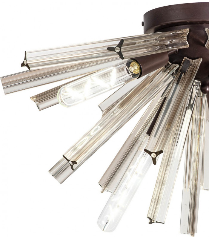 6 Light E14 Semi Flush Brown Oxide  Clear Glass-5