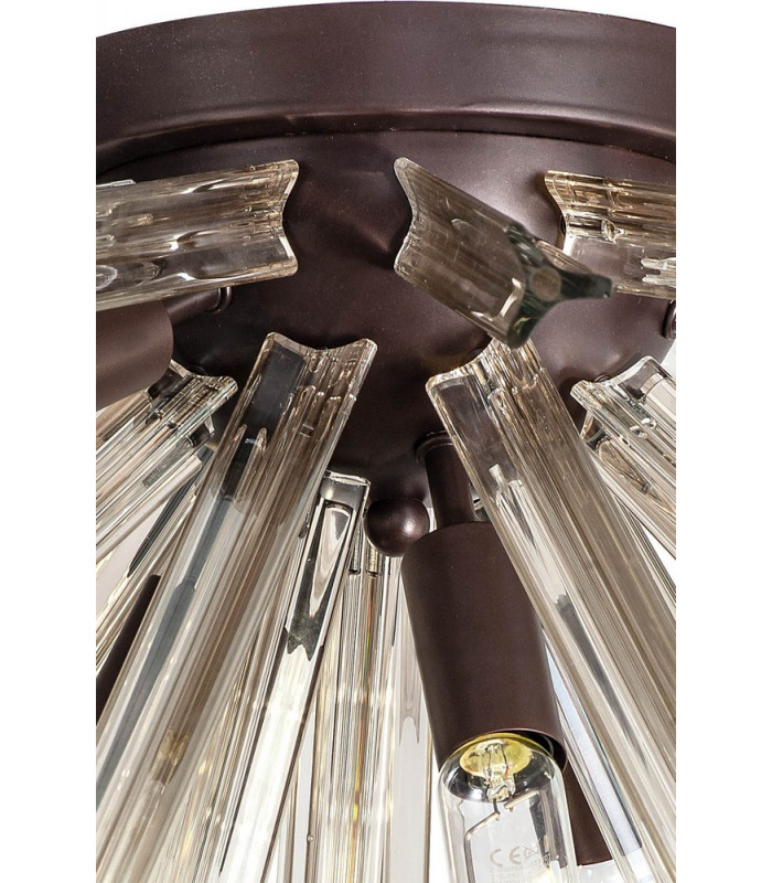 6 Light E14 Semi Flush Brown Oxide  Clear Glass-6