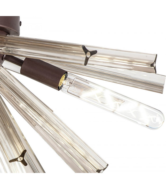 6 Light E14 Semi Flush Brown Oxide  Clear Glass-7
