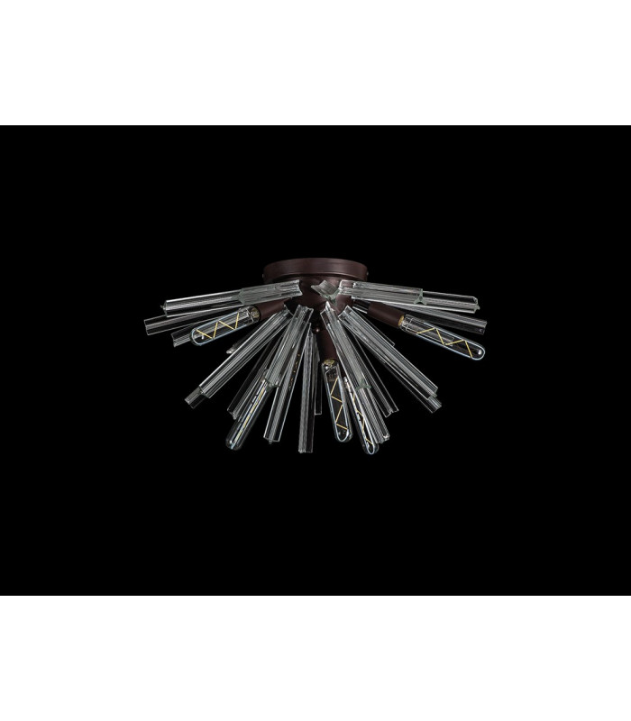 6 Light E14 Semi Flush Brown Oxide  Clear Glass-8
