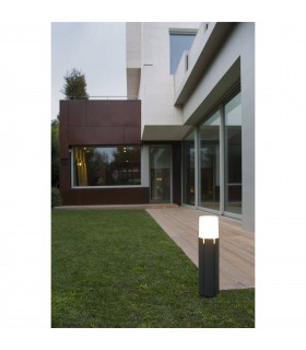 1 Light Outdoor Tall Bollard Light White, Dark Grey IP65, E27 - 2