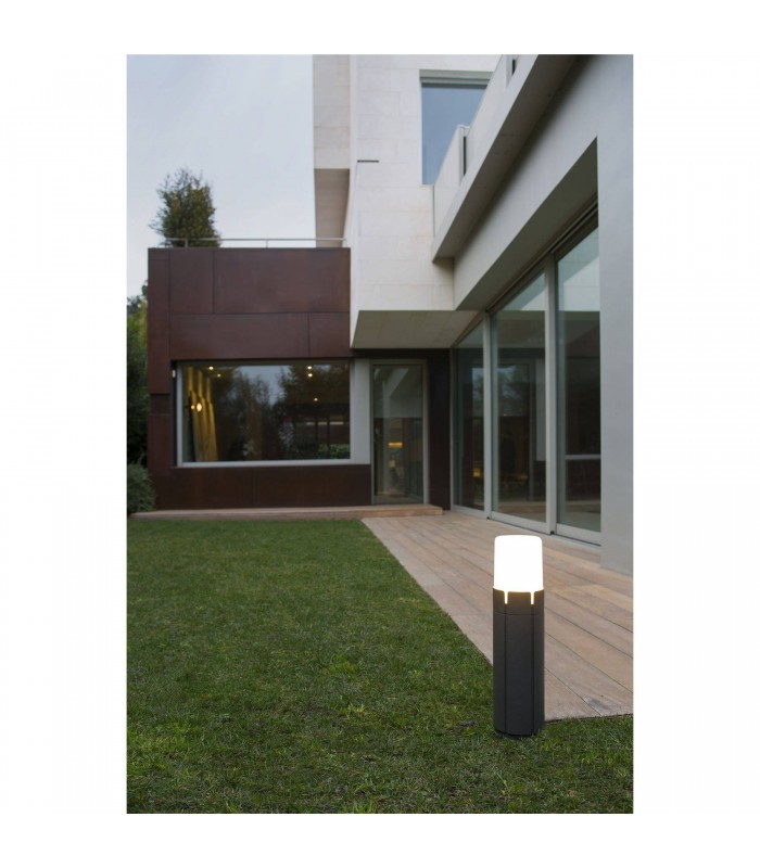 1 Light Outdoor Tall Bollard Light White, Dark Grey IP65, E27 - 2