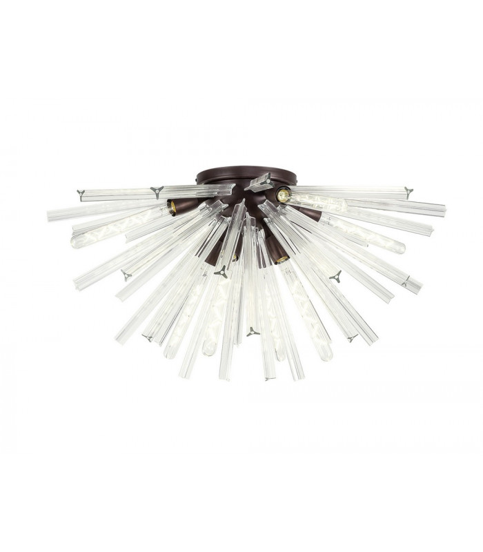 8 Light E27 Semi Flush Brown Oxide  Clear Glass-1