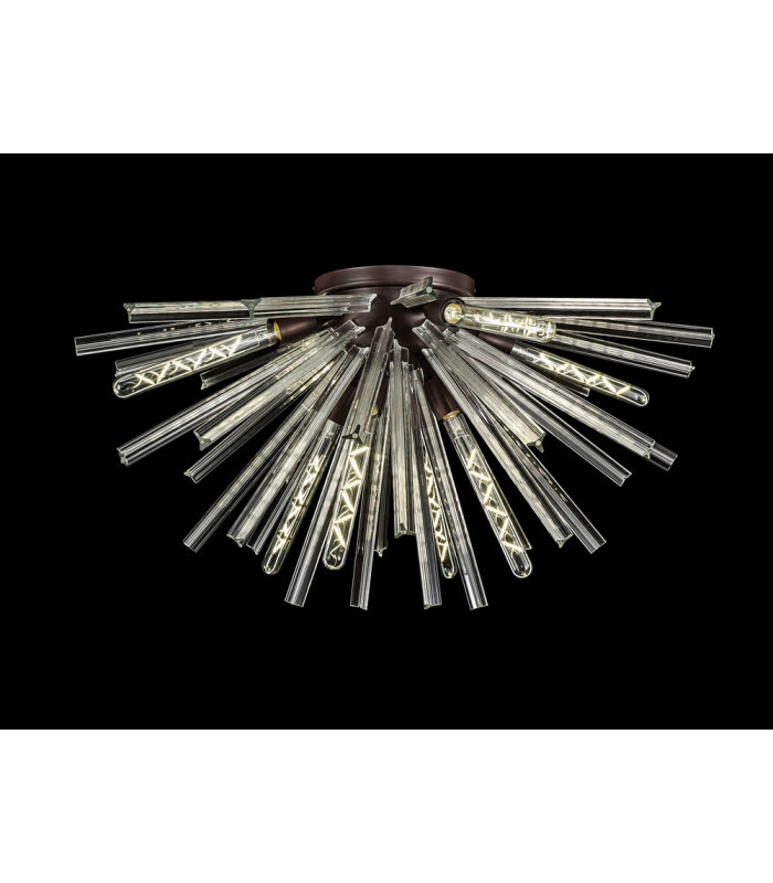 8 Light E27 Semi Flush Brown Oxide  Clear Glass-3