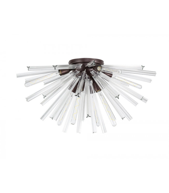 8 Light E27 Semi Flush Brown Oxide  Clear Glass-4