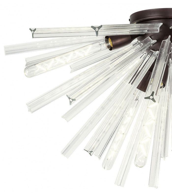 8 Light E27 Semi Flush Brown Oxide  Clear Glass-5