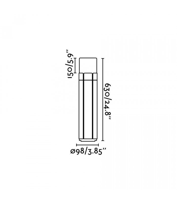 1 Light Outdoor Tall Bollard Light White, Dark Grey IP65, E27 - 3
