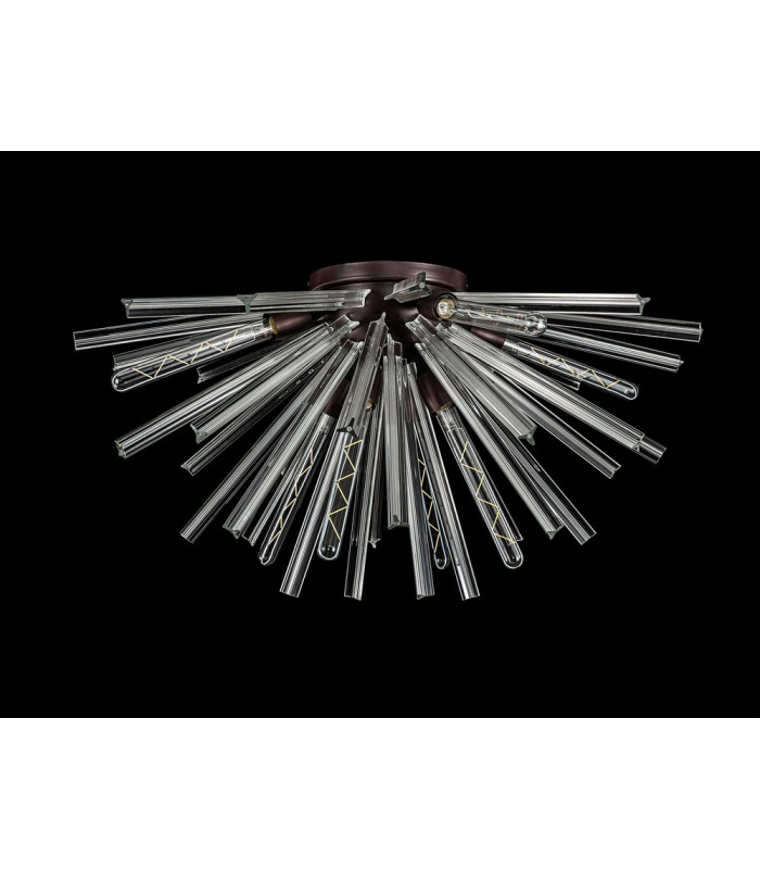 8 Light E27 Semi Flush Brown Oxide  Clear Glass-8