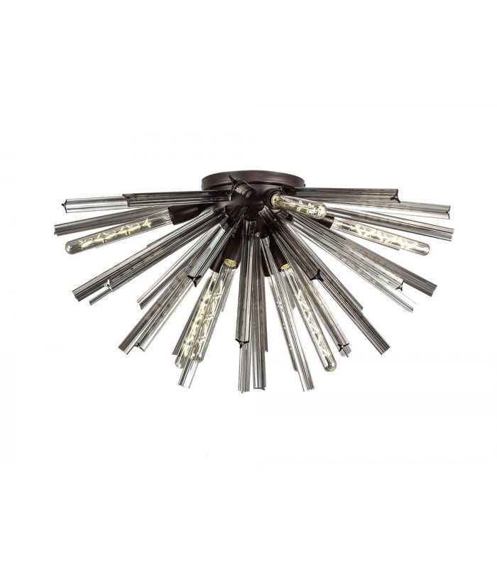 8 Light E27 Semi Flush Brown Oxide  Smoke Glass-1