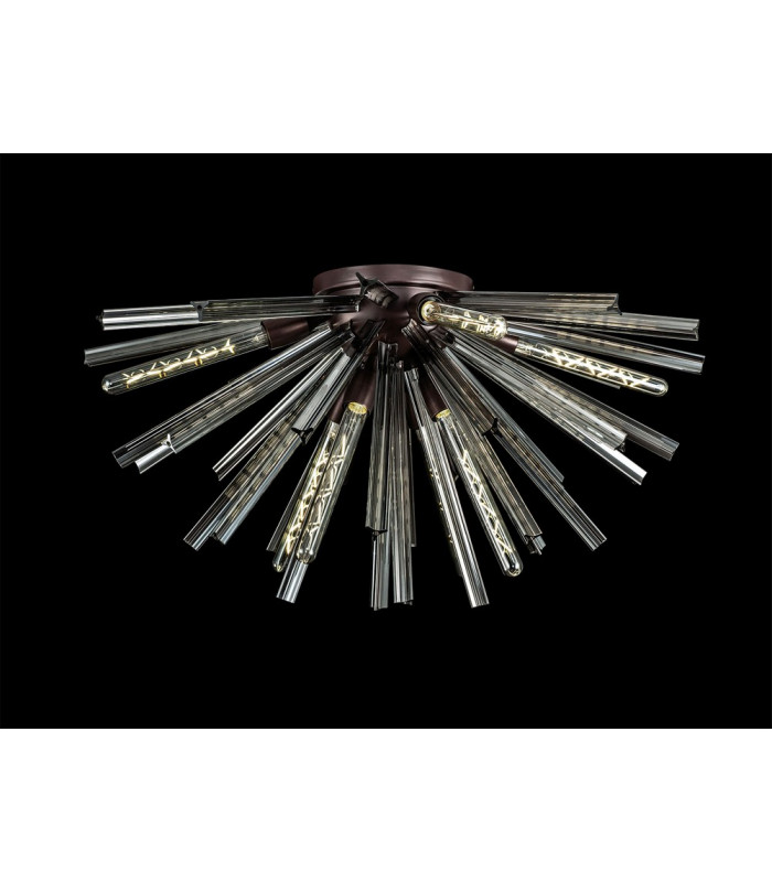 8 Light E27 Semi Flush Brown Oxide  Smoke Glass-3