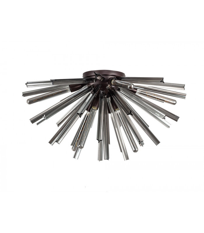 8 Light E27 Semi Flush Brown Oxide  Smoke Glass-4